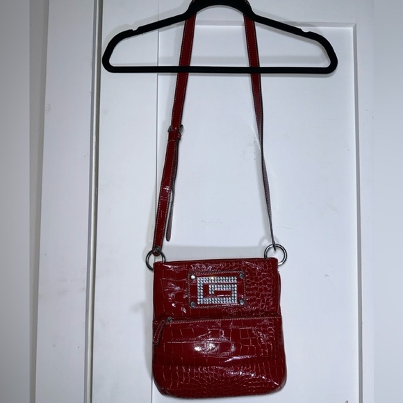 Guess Red Crocodile Embossed Crossbody Bag - Picture 4 of 15